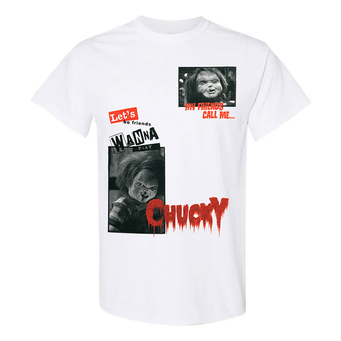 Men's Short Sleeves White My Friends Call Me Chucky Graphic T-Shirt