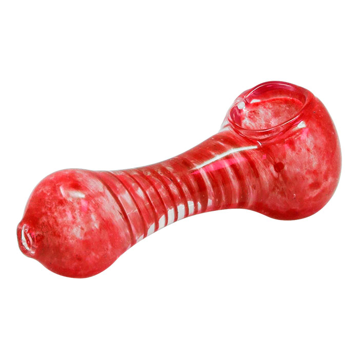 Red Inside Out Comb Teeth Design Colored Glass Pipe 3 Inches