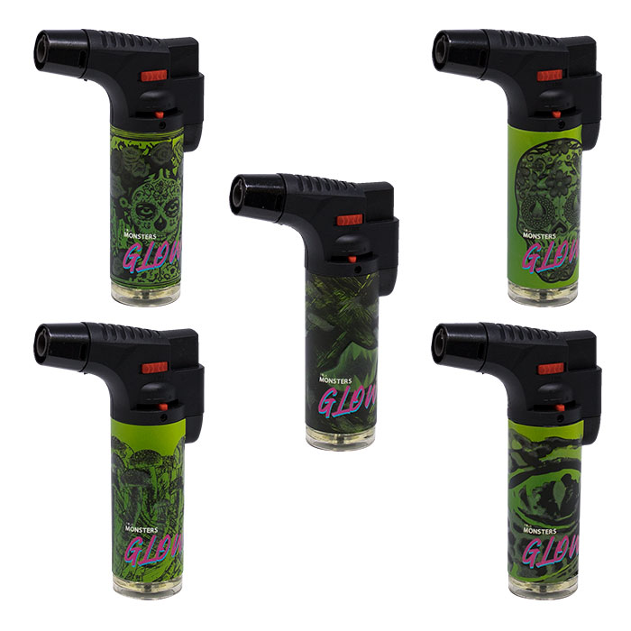 Blink Folk Monsters Glow Torch Gun Butane Gas Lighter Display Of 12