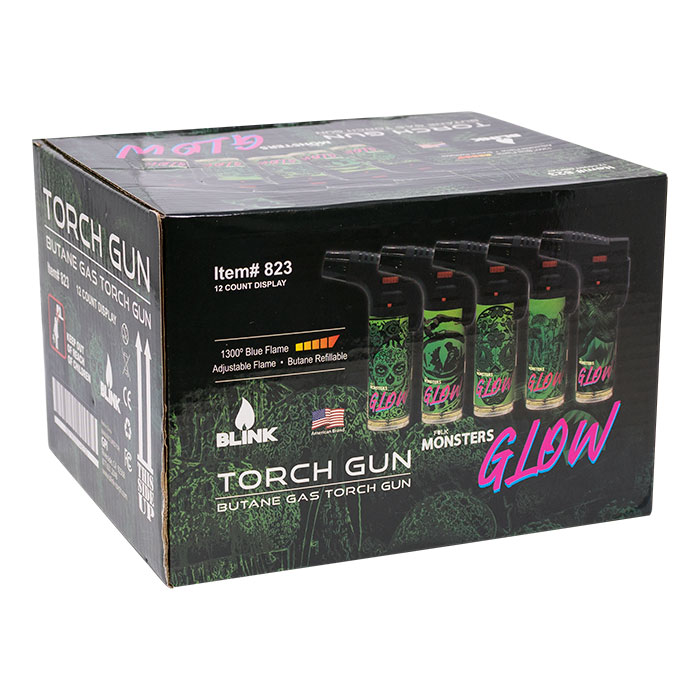 Blink Folk Monsters Glow Torch Gun Butane Gas Lighter Display Of 12