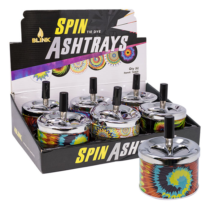 Blink Spin Tie Dye Ashtrays Display of 6