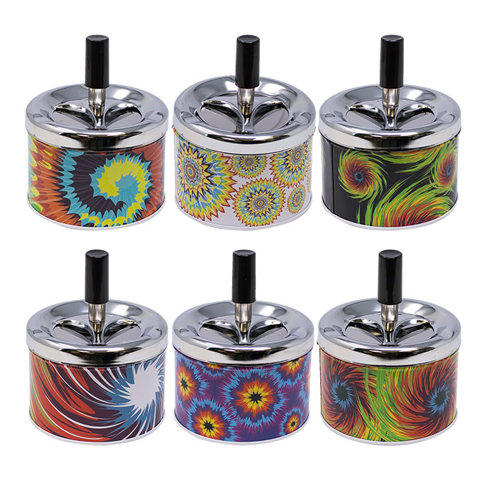 Blink Spin Tie Dye Ashtrays Display of 6