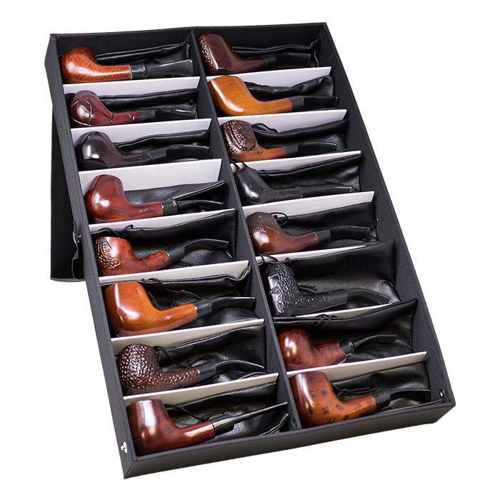 Classic 6 Inches Wooden Pipes Display of 16