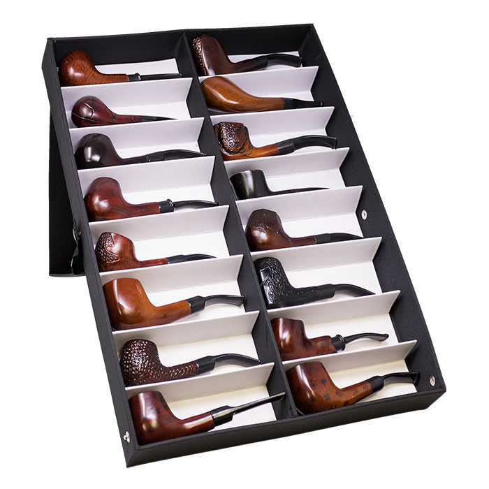 Classic 6 Inches Wooden Pipes Display of 16