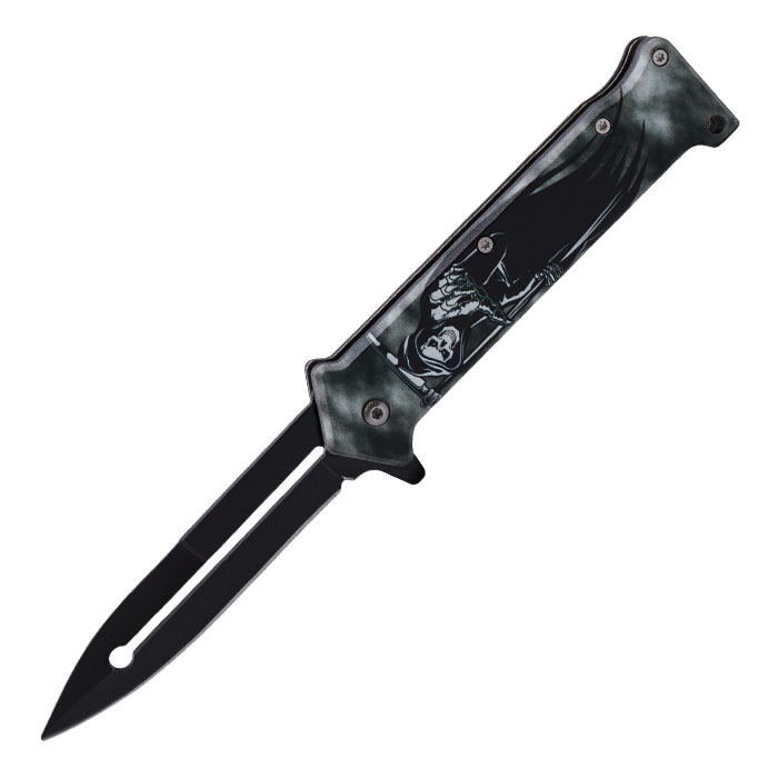 Black & Grey Evil Man Foldable Matt Finish Pocket Knife by Perucci