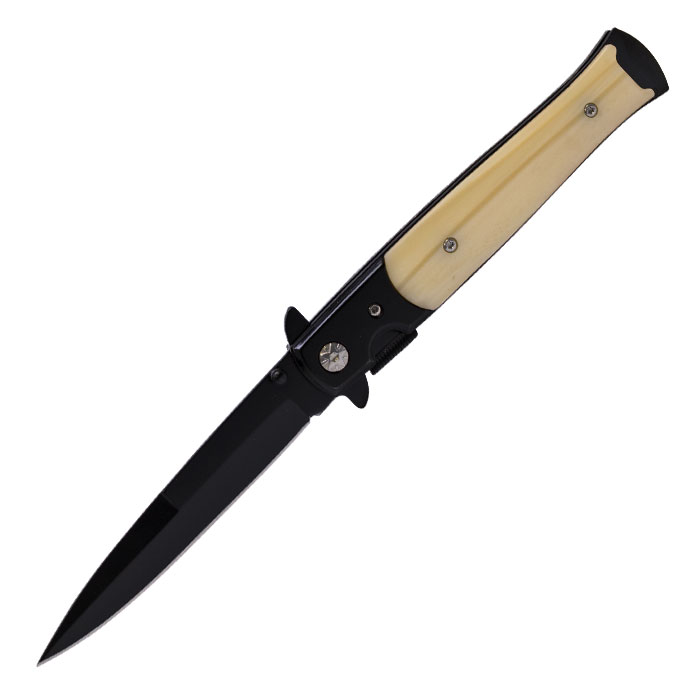 Off-white & Dark-Brown Glossy Finish Foldable Pocket Knife by Perucci