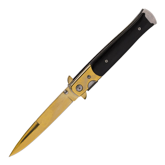 Gold and Black Polished Surface Foldable Pocket Knife by Perucci 