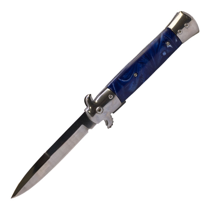 Blue Sapphire Marble Effect Foldable Pocket Knife by Perucci