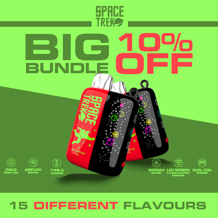 Space Trek 30000 Puffs Disposable Vape Bundle Display of 15 Different Flavors