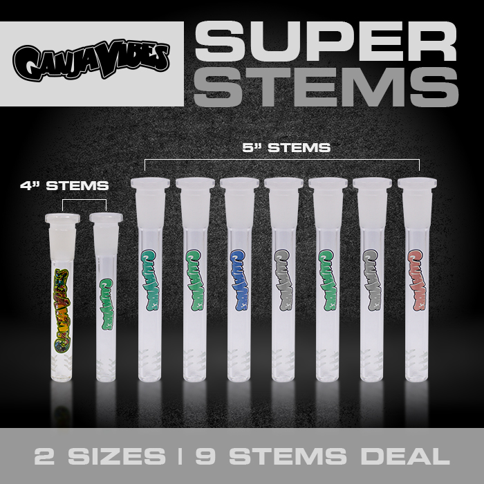 Assorted Ganjavibes 5 and 4 Inches Glass Stem Bundle of 9