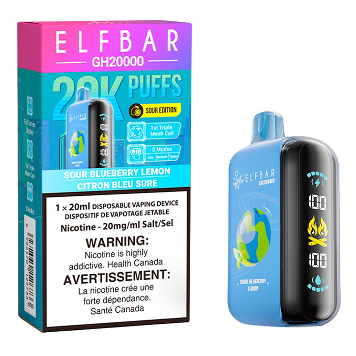 (Stamped) Sour Blueberry Lemon Elfbar GH20000 Puffs Disposable Vape Ct-5