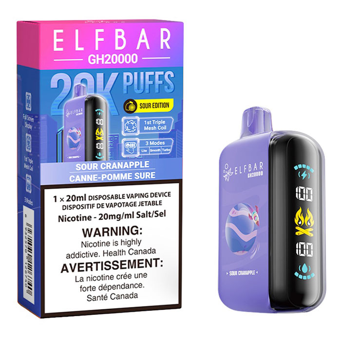 (Stamped) Sour Cranapple Elfbar GH20000 Puffs Disposable Vape Ct-5