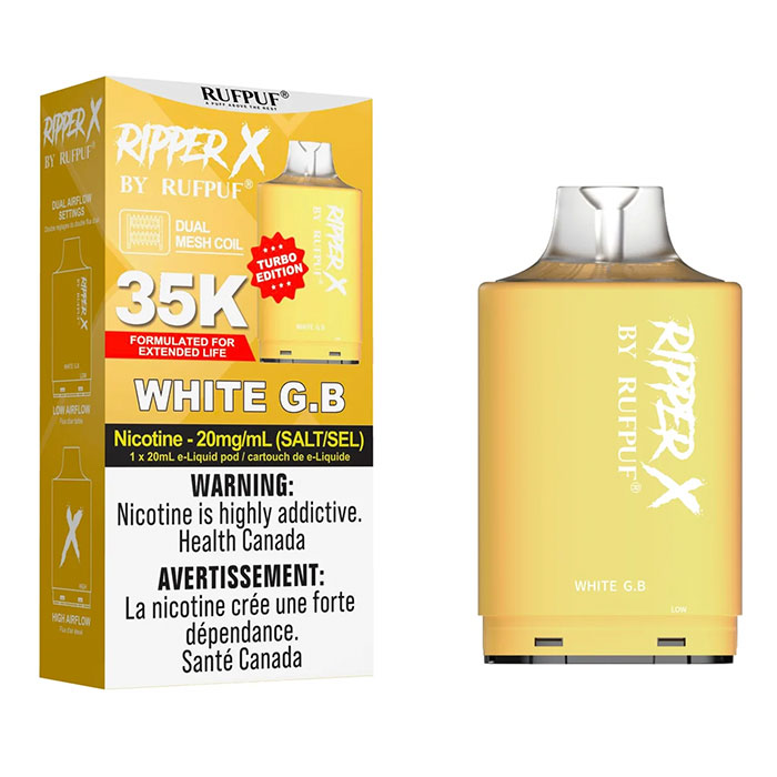 White G.B. Ripper X Turbo 35000 Puffs Pod Ct 5