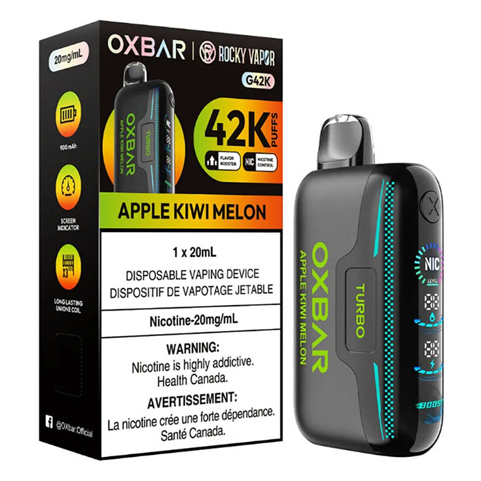 Apple Kiwi Melon Oxbar Rocky Vapor G42K Puffs Disposable Vape Ct 4