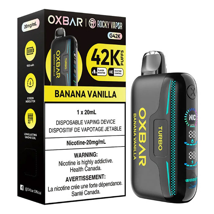 Banana Vanilla Oxbar Rocky Vapor G42K Puffs Disposable Vape Ct 4