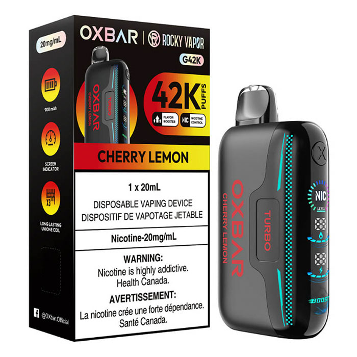 Cherry Lemon Oxbar Rocky Vapor G42K Puffs Disposable Vape Ct 4