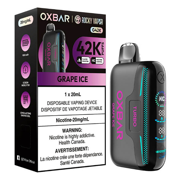 Grape Ice Oxbar Rocky Vapor G42K Puffs Disposable Vape Ct 4