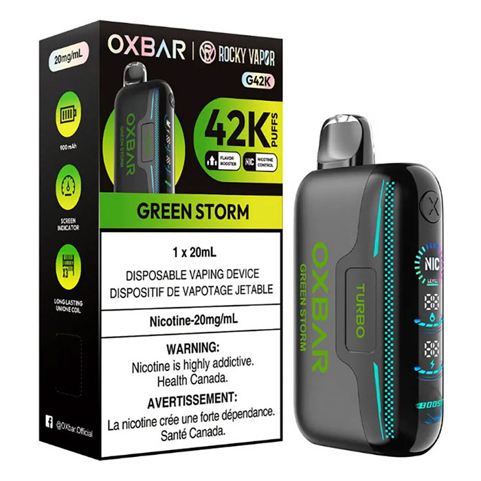 Green Storm Oxbar Rocky Vapor G42K Puffs Disposable Vape Ct 4