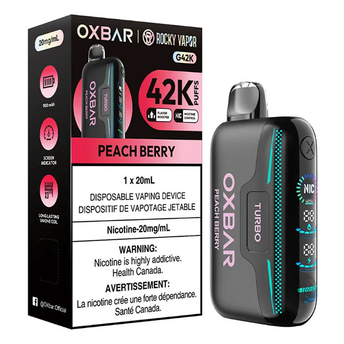 Peach Berry Oxbar Rocky Vapor G42K Puffs Disposable Vape Ct 4