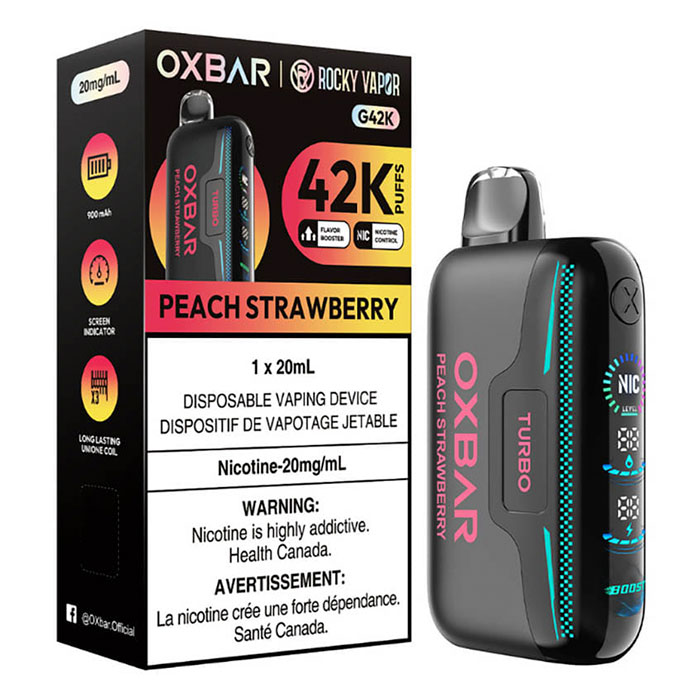 Peach Strawberry Oxbar Rocky Vapor G42K Puffs Disposable Vape Ct 4