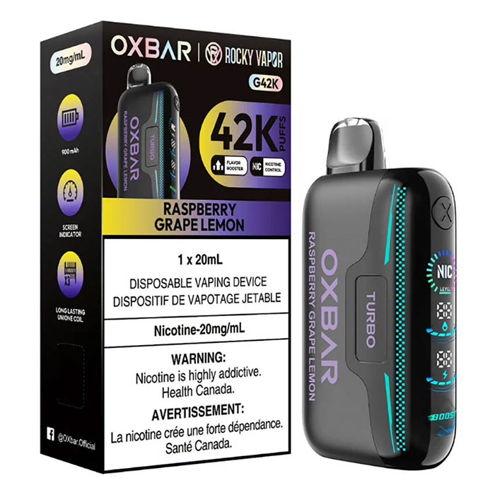 Raspberry Grape Lemon Oxbar Rocky Vapor G42K Puffs Disposable Vape Ct 4