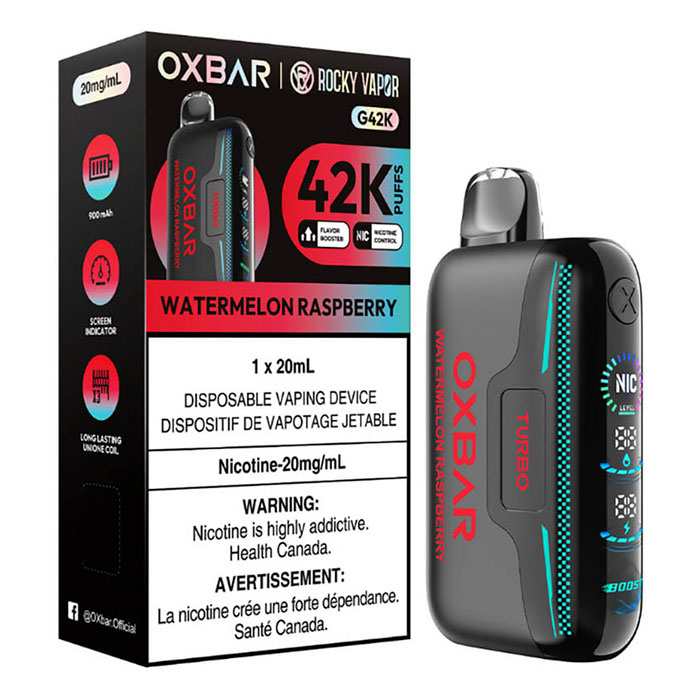 Watermelon Raspberry Oxbar Rocky Vapor G42K Puffs Disposable Vape Ct 4