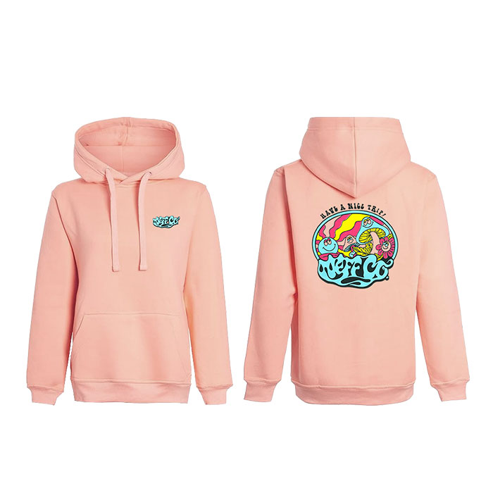 Women's Pink Neff Co. Have a Nice Trip Back Pattern Hoodie