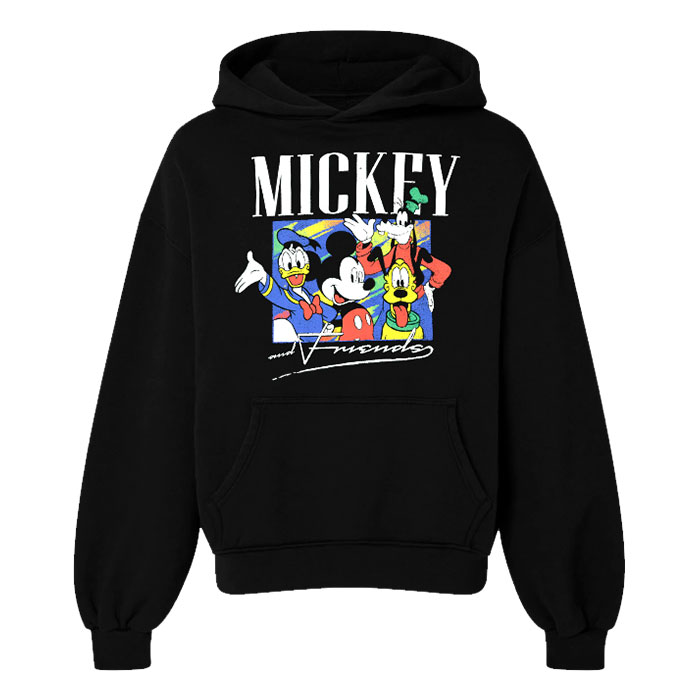 Unisex Black Mickey Happy-Go-Lucky Friends Walt's Disney Hoodie