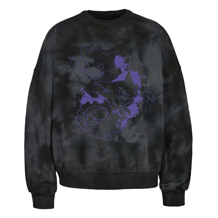 Unisex Grey Tie & Dye Gastly with Gengar Fun Pokémon Premium Hoodie