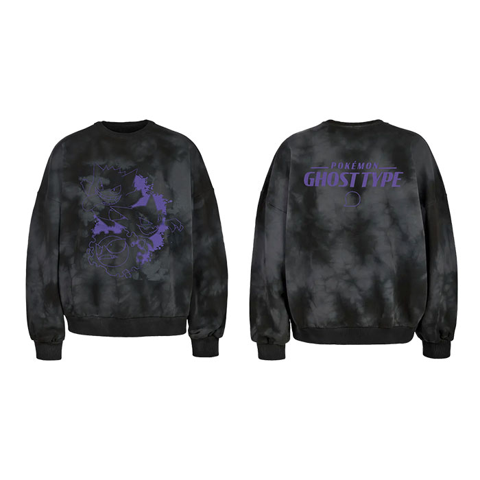 Unisex Grey Tie & Dye Gastly with Gengar Fun Pokémon Premium Hoodie