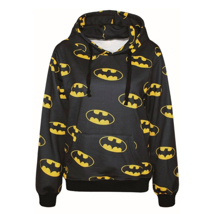 Men's Basic Black Warner Bros Batman Graphic Overload Hoodie