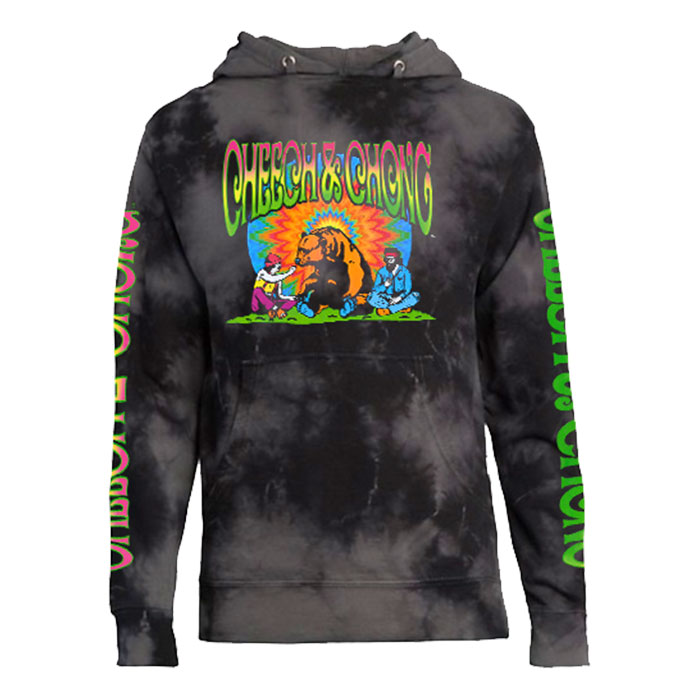 Unisex Grey Tie & Dye Cheech & Chong Bear Munching Hoodie