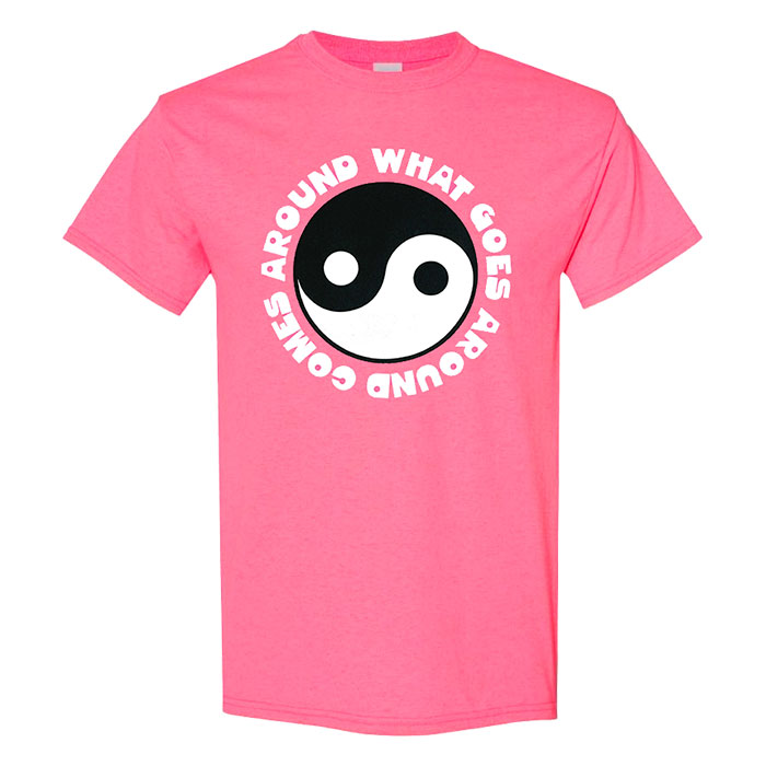 Women's Pink What Goes Around Comes Around Karma T-Shirt 