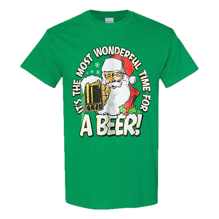 Unisex Green Santa's Most Wonderful Time for Beer T-Shirt