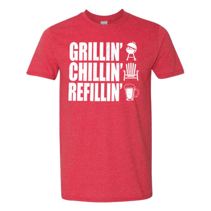 Unisex Red Grillin Chillin Refillin Graphic T-Shirt