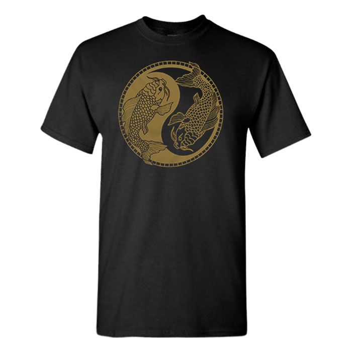 Men's Black Yin Yang Fish Graphic T-Shirt