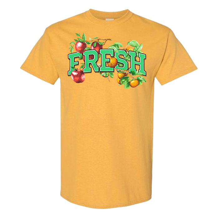 Women Yellow Fresh-From-the-Orchard Fruits Graphic T-Shirt