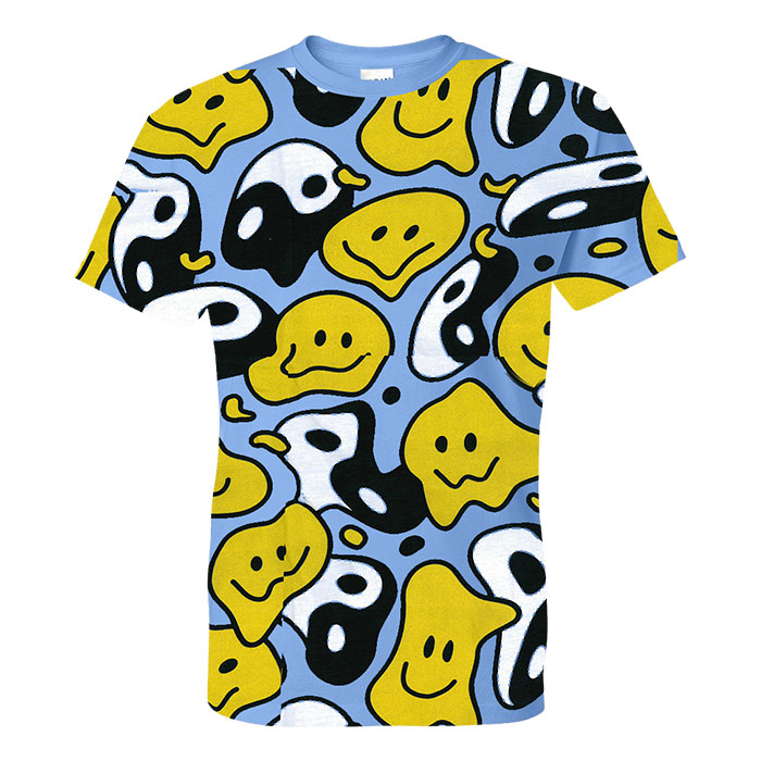 Unisex Twinkle Blue and Yellow Grin Pattern T-Shirt