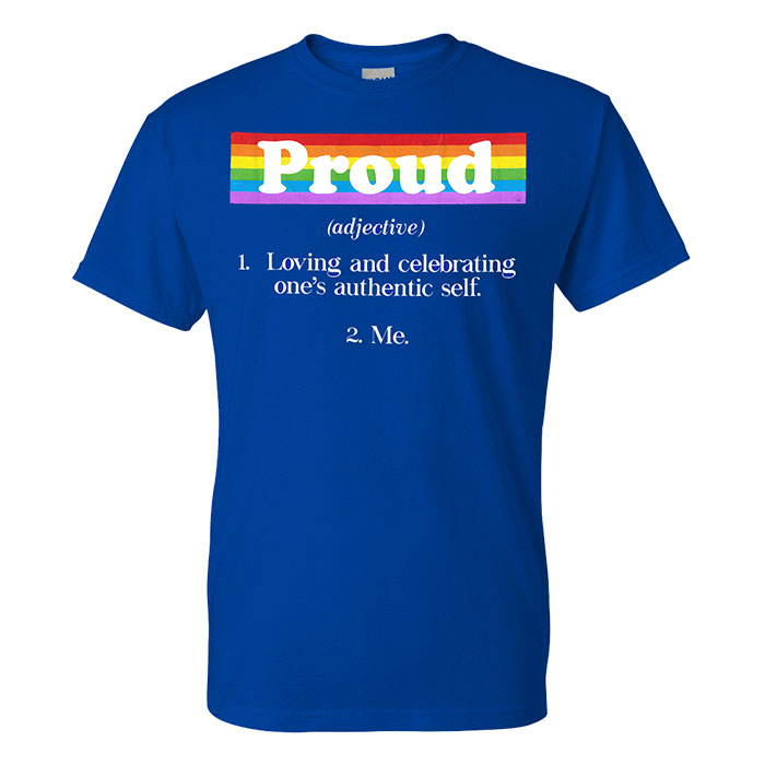 Unisex Blue Proud Loving N Celebrating One's Authentic Self and Me Graphic T-Shirt