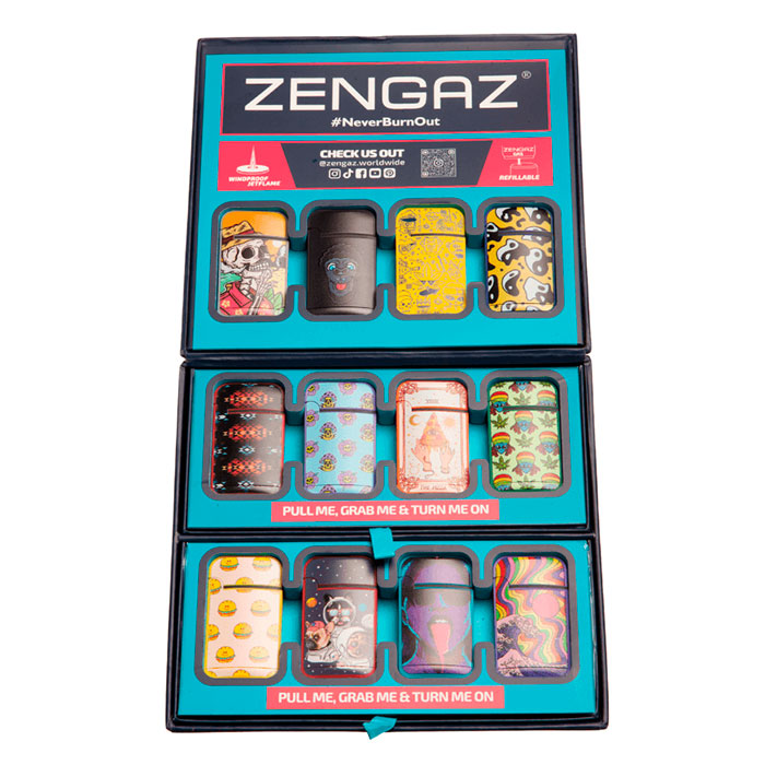 Melting Skull Burger Zengaz 5-A Cube Lighter Display Of 48