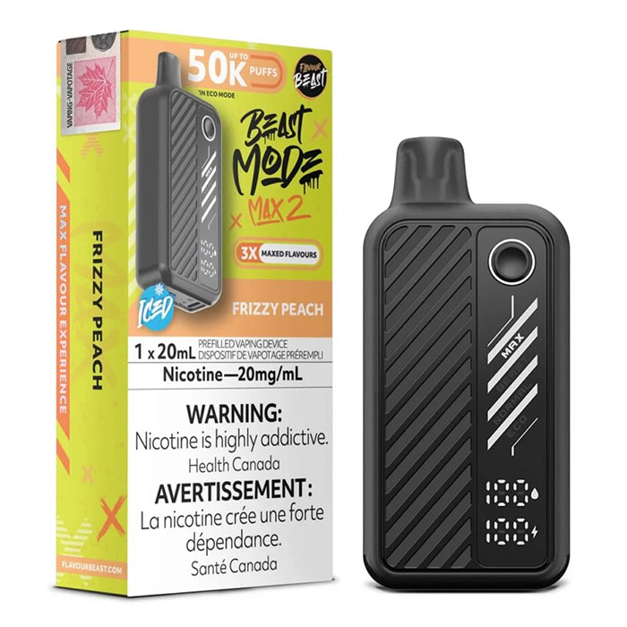 (Stamped)Frizzy Peach Flavour Beast Mode Max2 50000 Puffs Disposable Vape Ct 5