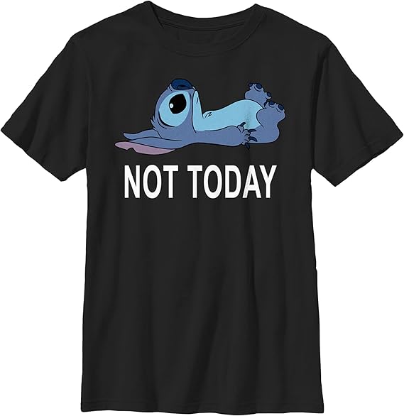 Unisex Black Disney Stitch Not Today Graphic T-Shirt