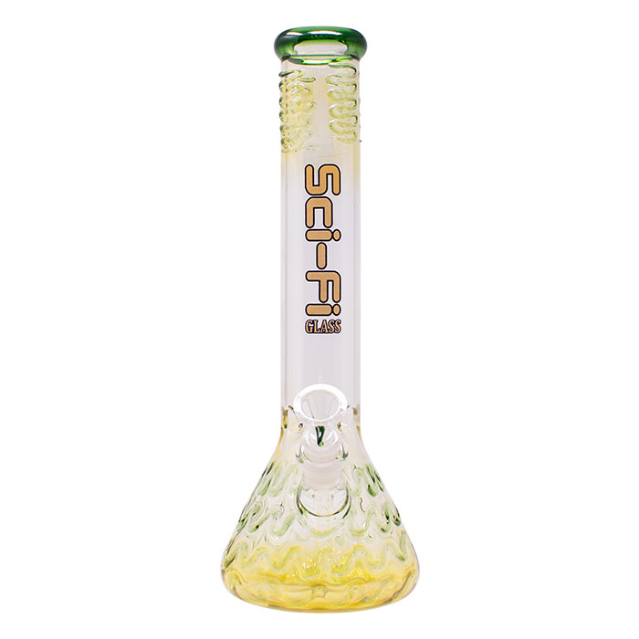 Green Waves of Zigs Sci Fi 14 Inches Glass Bong