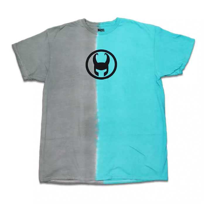 Unisex Sky & Grey Tie Dye Loki Split Logo Marvel Graphic T-Shirt