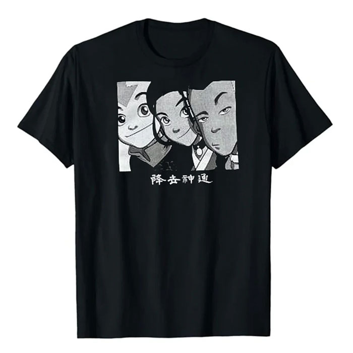 Unisex Black Avatar Box Faces Graphic T-Shirt