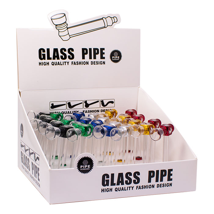 Assorted Pounder Design Glass Metallic Tobacco 4 Inches Premium Pipe