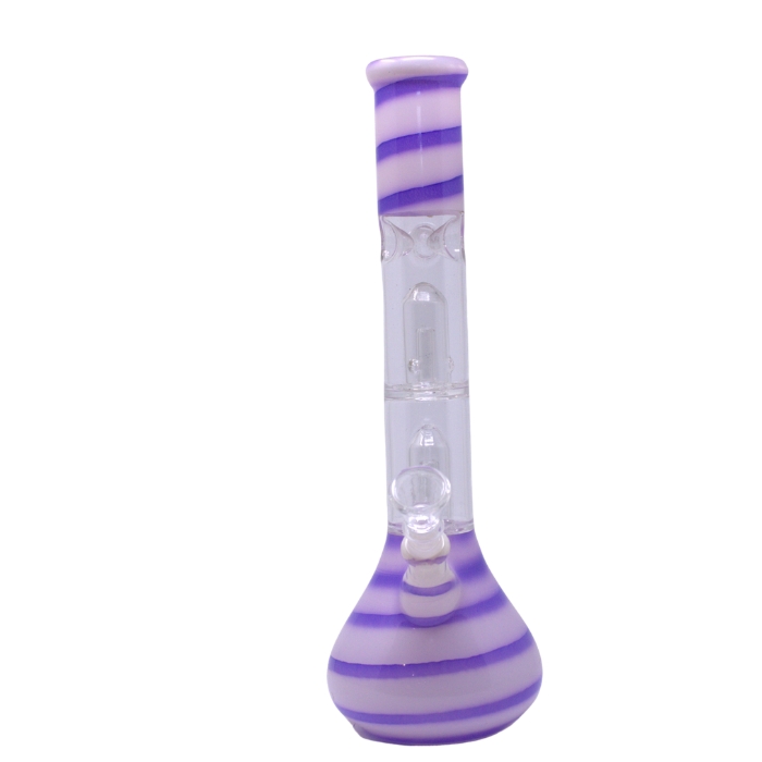 Blue Striped Percolator 12 Inches Glass Bong