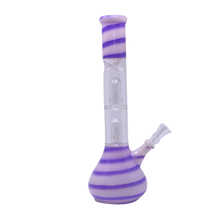 Blue Striped Percolator 12 Inches Glass Bong