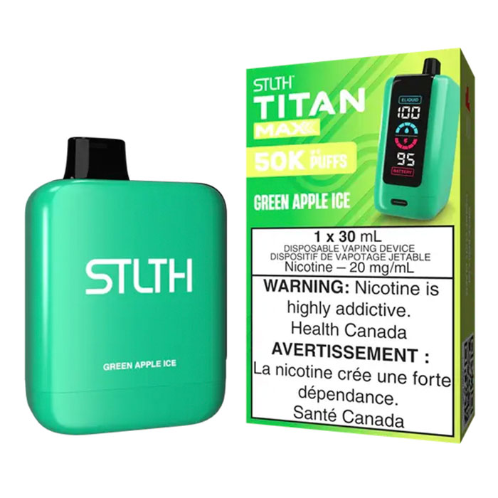 (Stamped) Green Apple Ice Stlth Titan 50000 Puffs Disposable Vape Ct 4 (Stamped) Green Apple Ice Stlth Titan 50000 Puffs Disposable Vape Ct 4