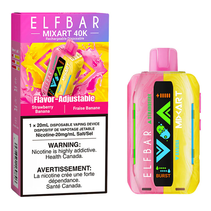 (Stamped) Strawberry Banana Elfbar MixArt 40000 Puffs Disposable Vape Ct-5